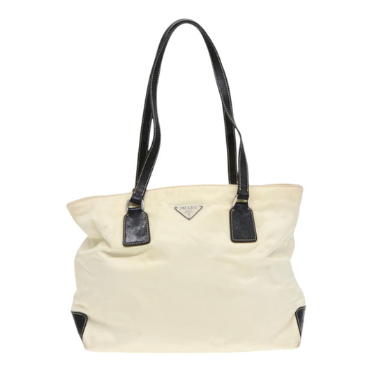 Luxury Prada Tote Bag Nylon White Black Silver  87762