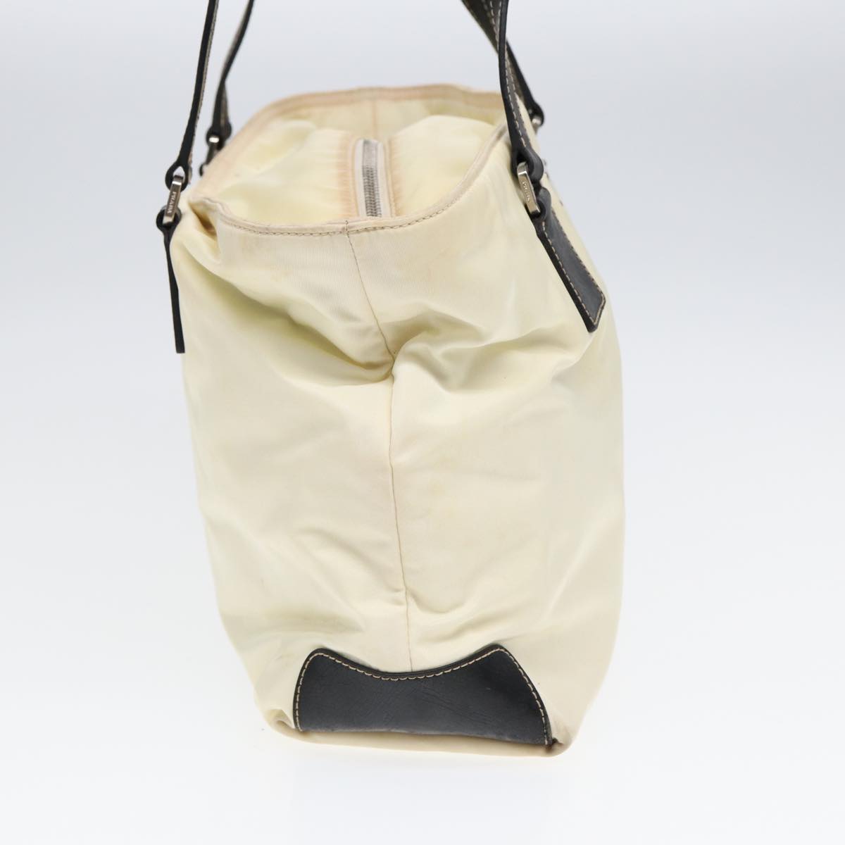 Luxury Prada Tote Bag Nylon White Black Silver  87762