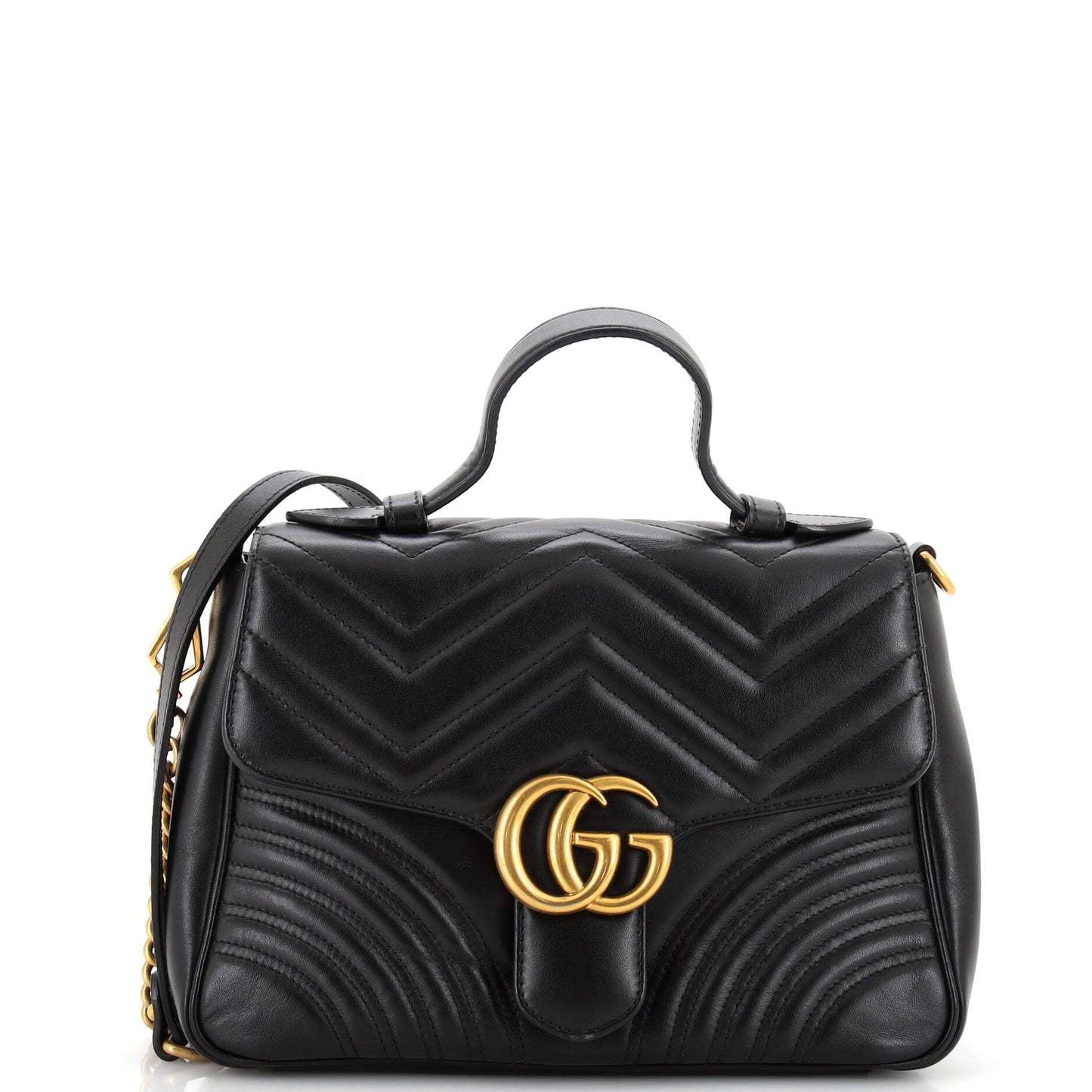 Luxury Gucci Trending 2025 GG Marmont Top Handle Flap Bag Matelasse Leather Small