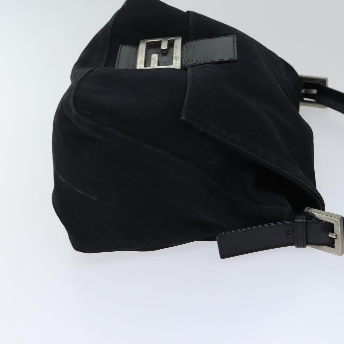 Luxury Fendi Mamma Baguette Shoulder Bag Nylon Black Silver87809