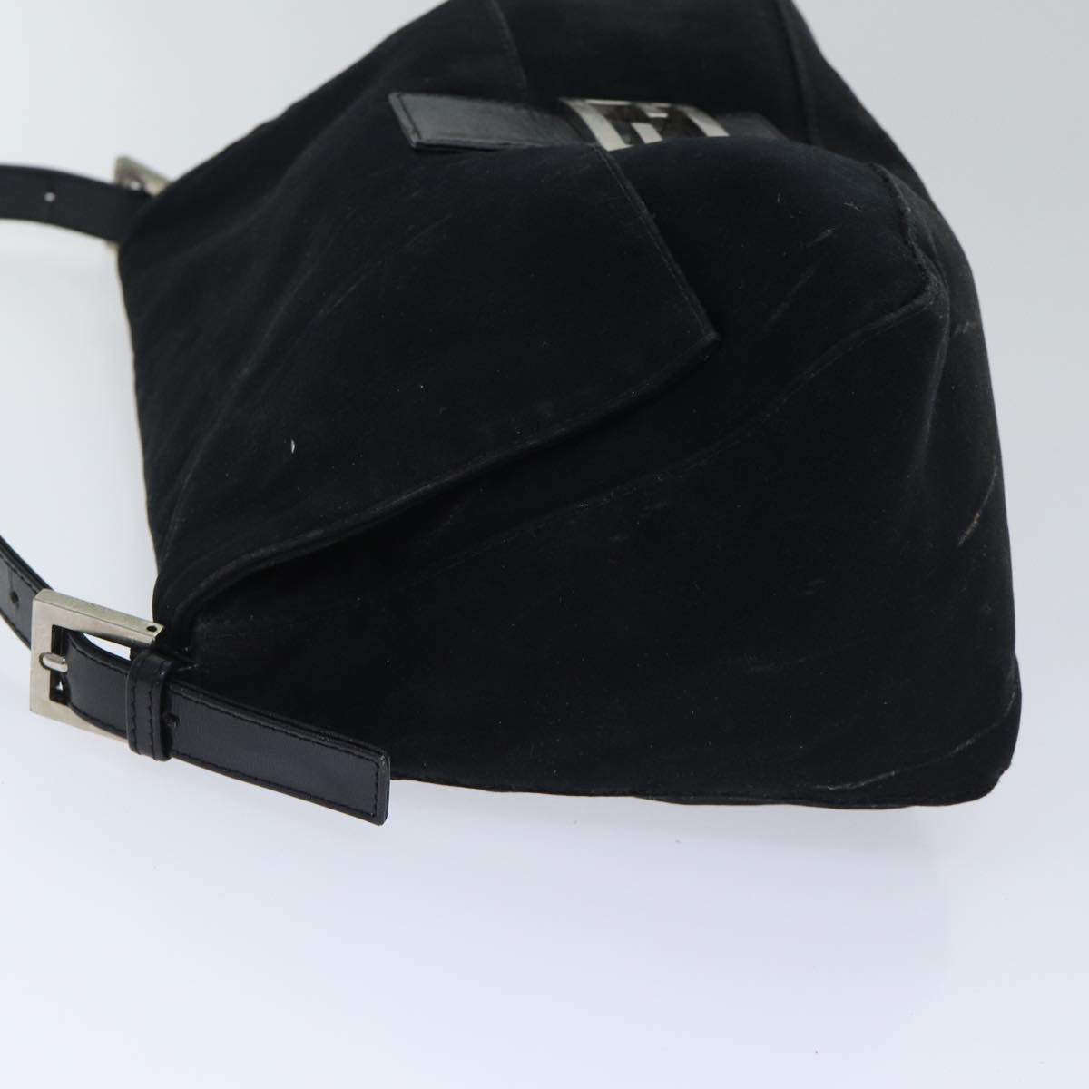 Luxury Fendi Mamma Baguette Shoulder Bag Nylon Black Silver87809