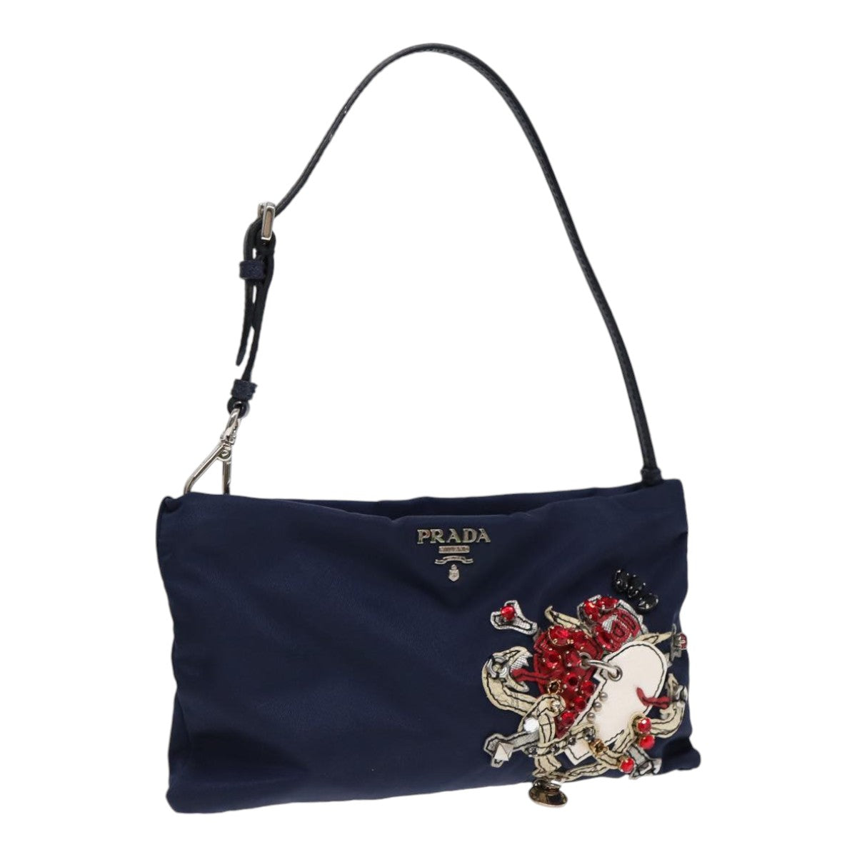 Luxury Prada Hand Pouch Nylon Navy  87814