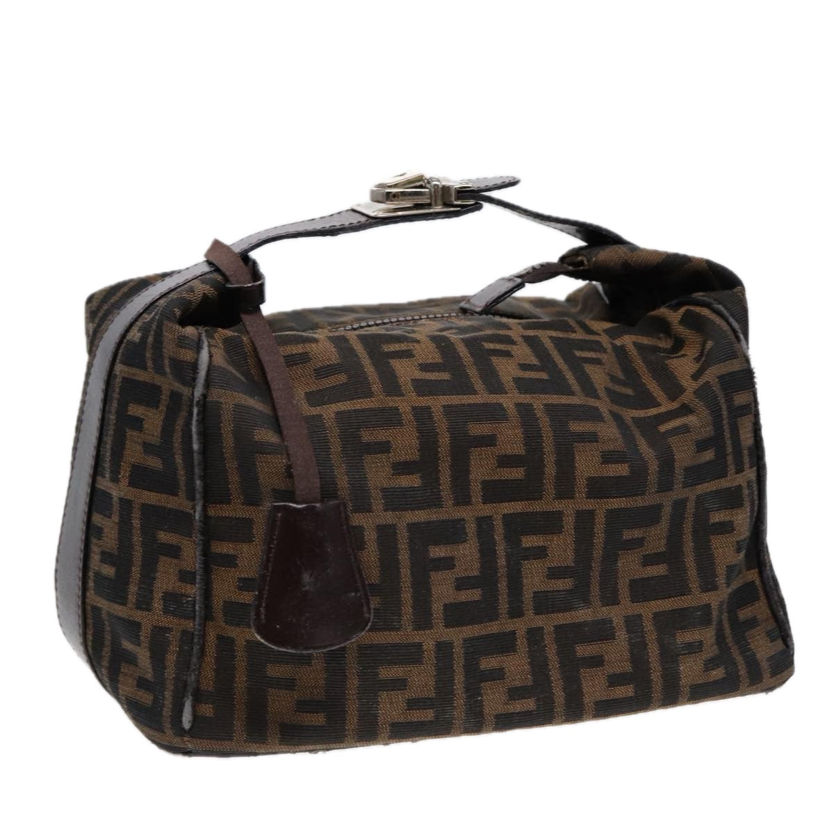 Luxury Fendi Zucca Canvas Vanity Pouch Brown Black Silver87877