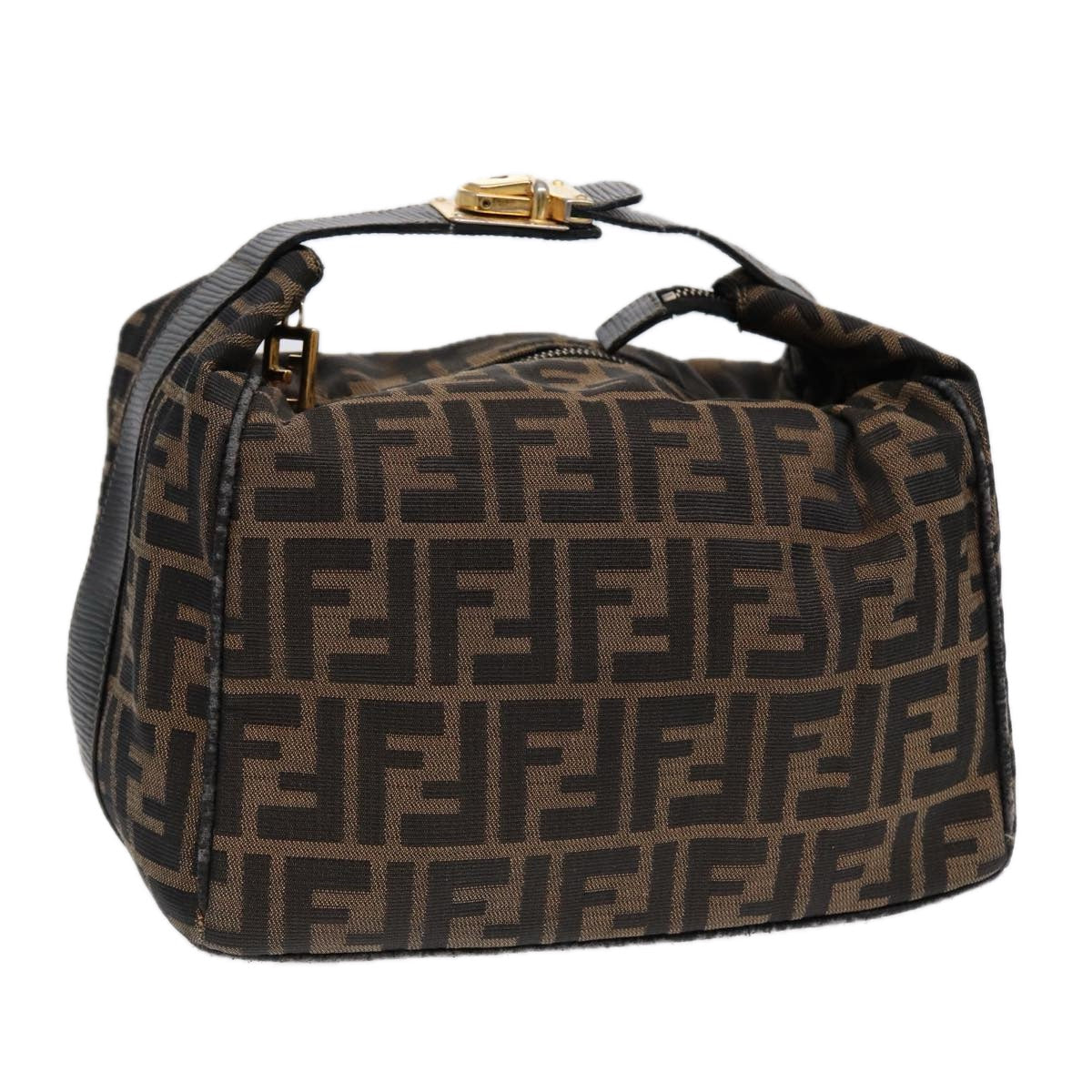 Luxury Fendi Zucca Canvas Vanity Pouch Brown Black gold87878