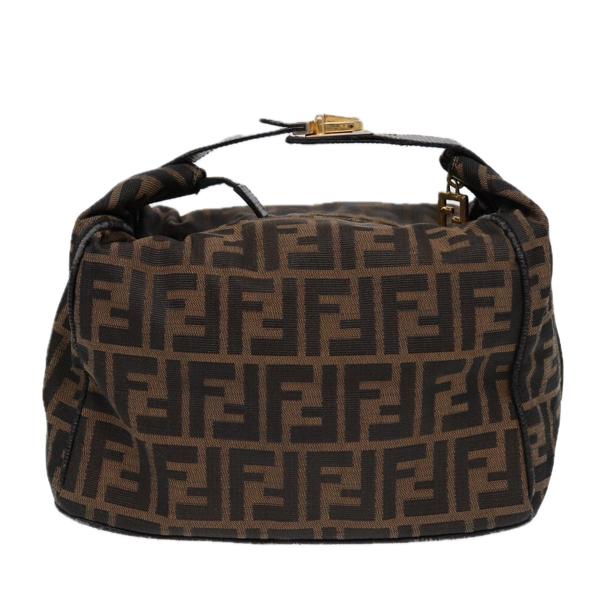 Luxury Fendi Zucca Canvas Vanity Pouch Brown Black gold87878