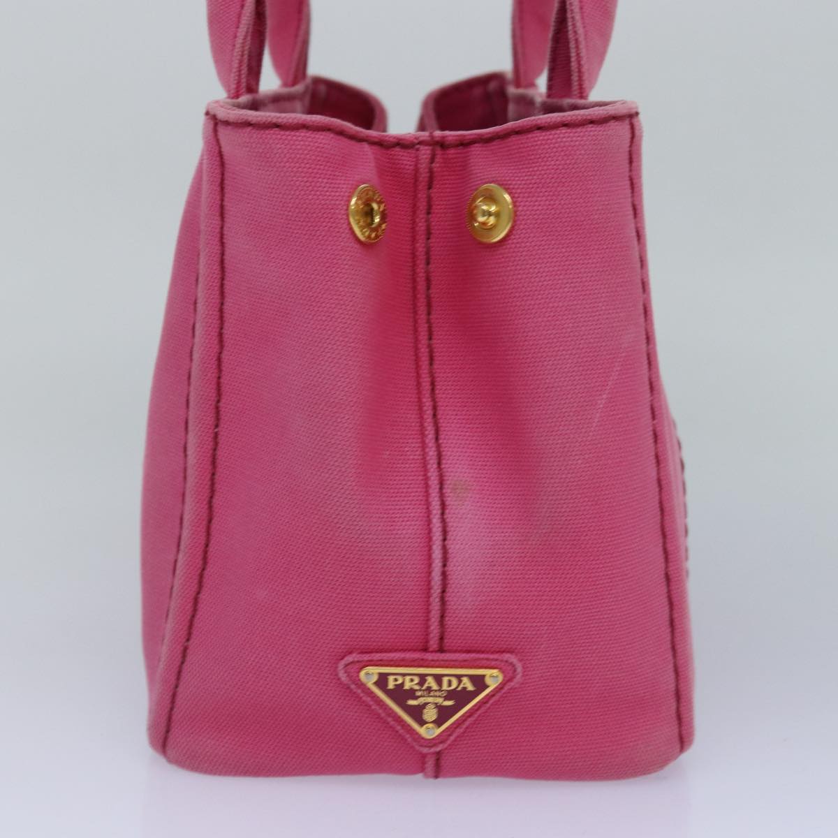 Luxury Prada Canapa PM Hand Bag Canvas 2way Pink Gold  87879