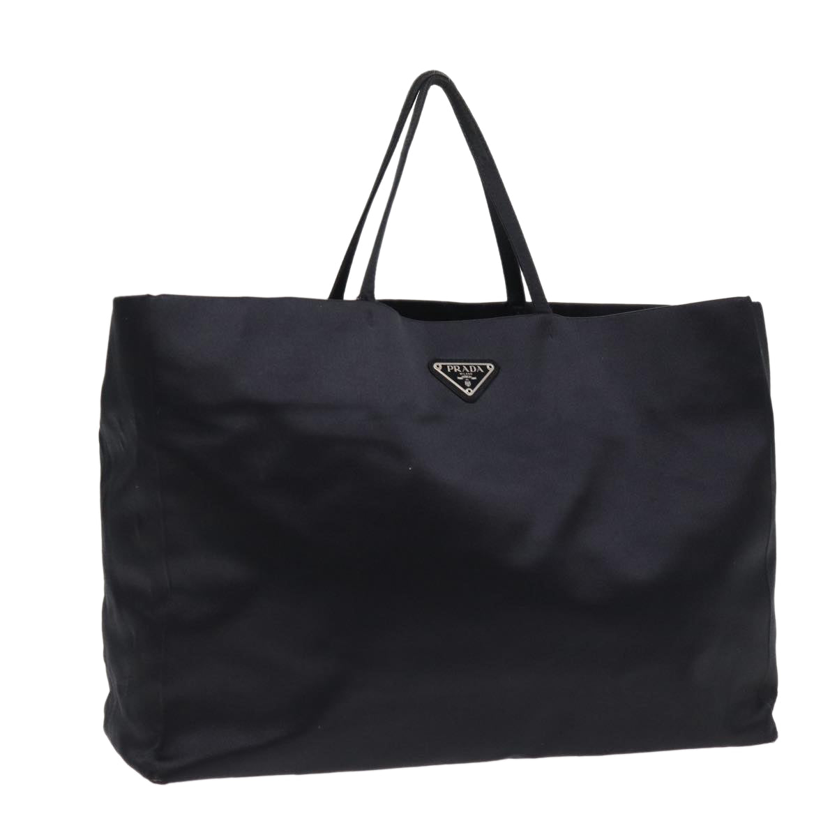 Luxury Prada Tote Bag Satin Black Silver  87909