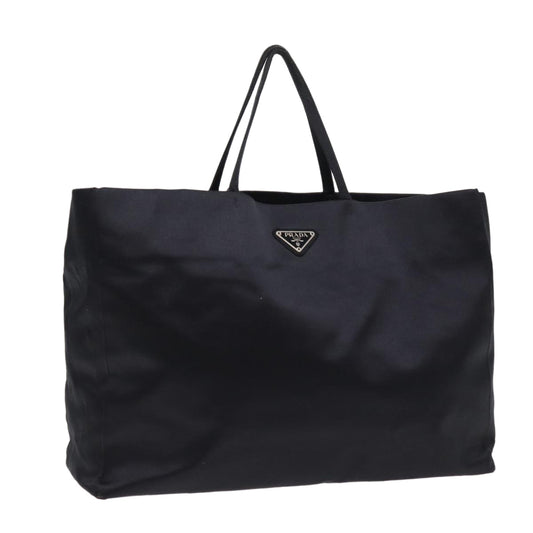 Luxury Prada Tote Bag Satin Black Silver  87909