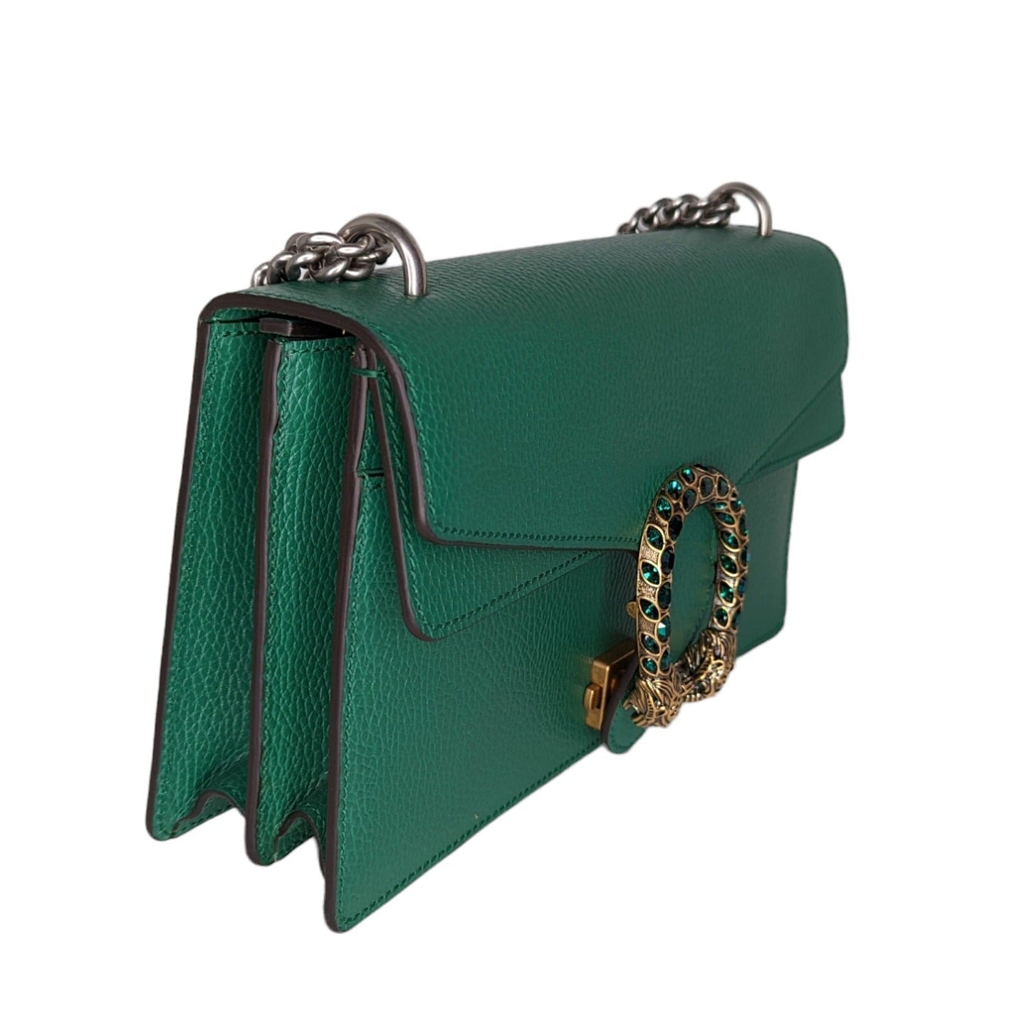 Luxury Gucci Emerald Green Leather Dionysus Shoulder Bag