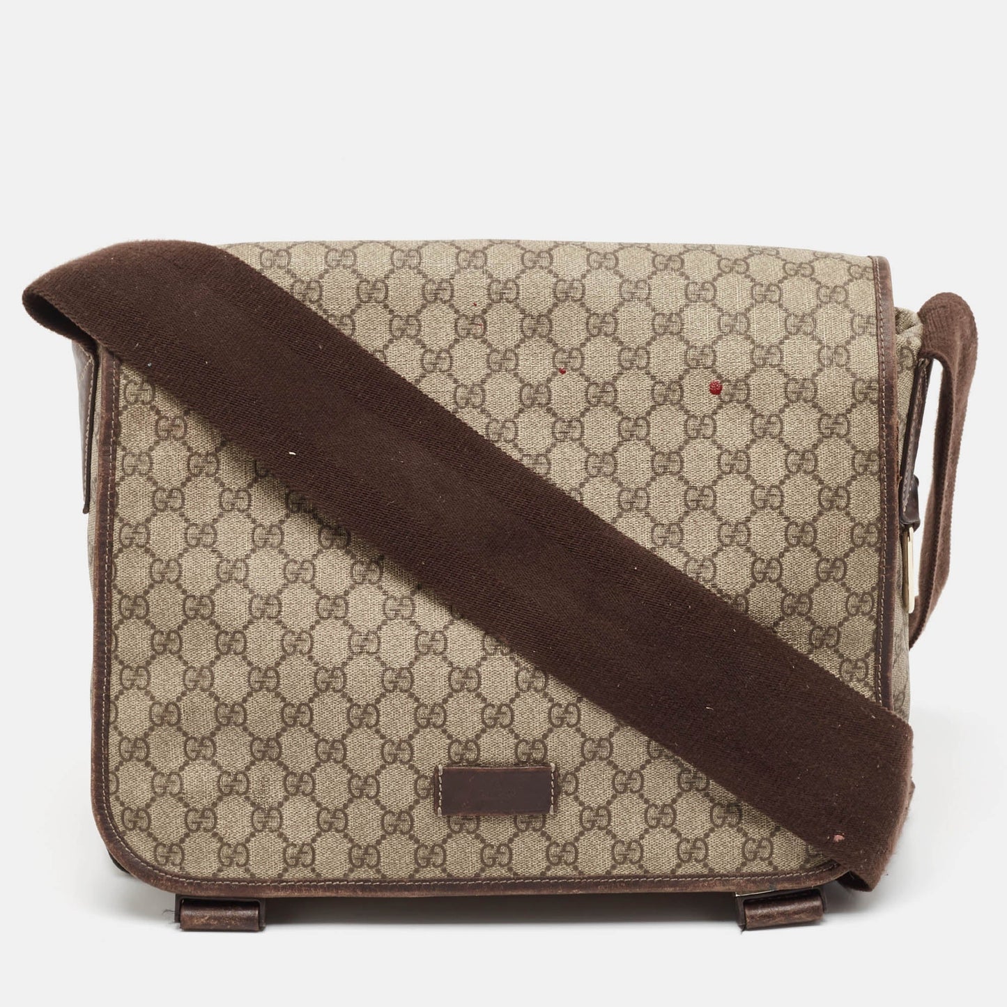 Luxury Gucci Trending 2025 Beige/Brown GG Supreme Canvas and Leather Diaper Messenger Bag