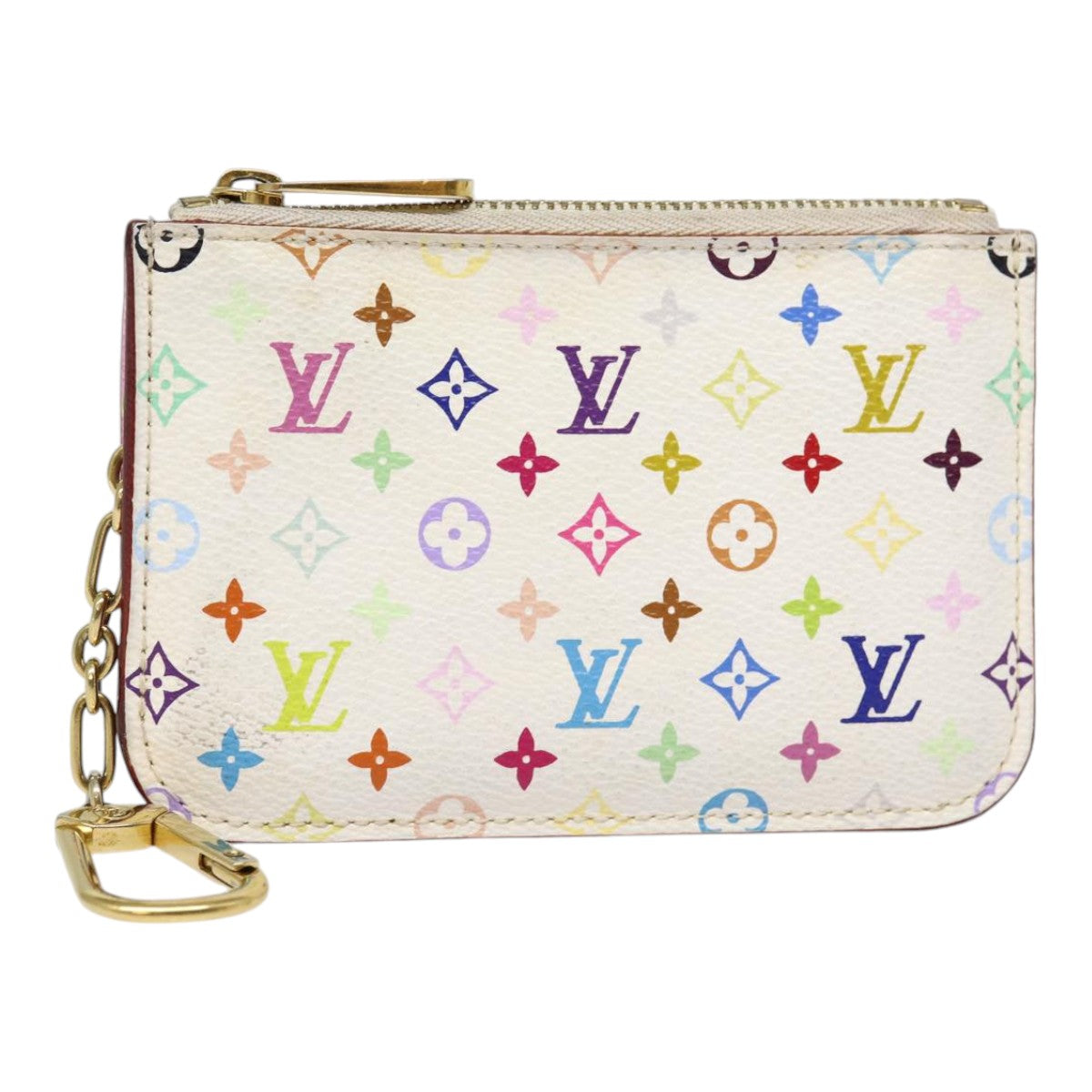 LOUIS VUITTON Multicolor Pochette Cles NM Coin Purse White M93734 LV 88038
