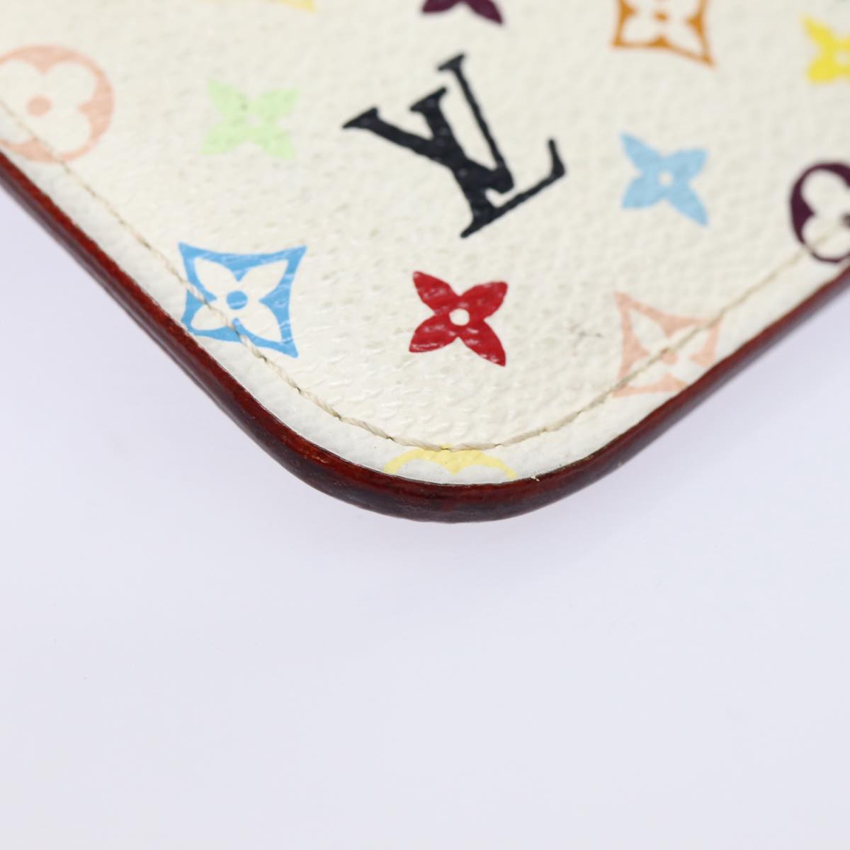 LOUIS VUITTON Multicolor Pochette Cles NM Coin Purse White M93734 LV 88038