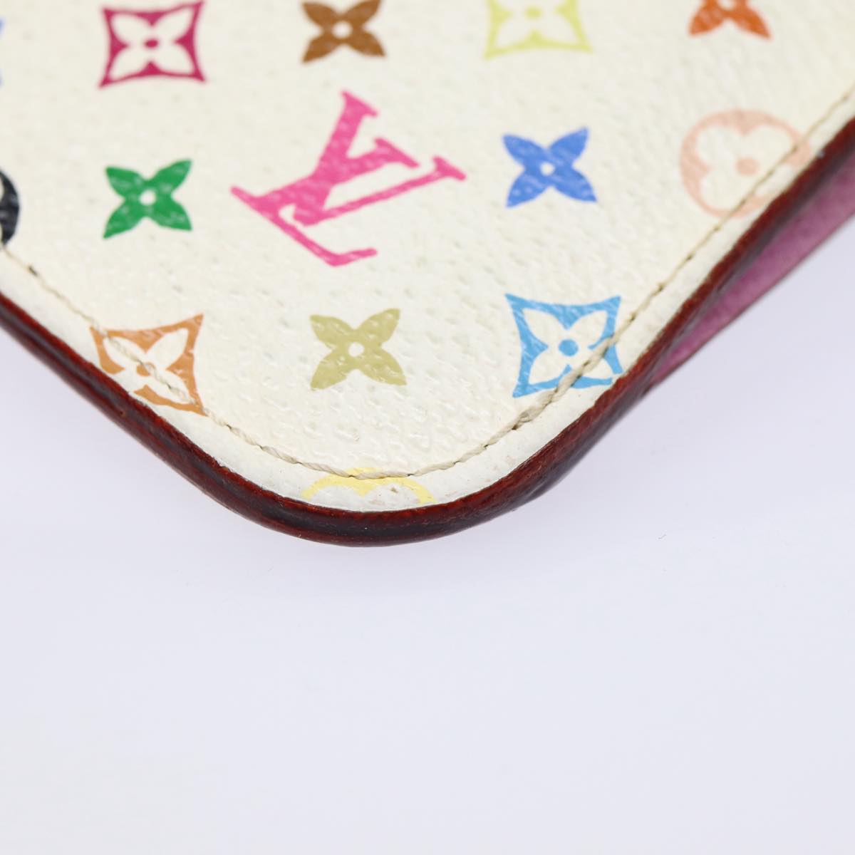 LOUIS VUITTON Multicolor Pochette Cles NM Coin Purse White M93734 LV 88038