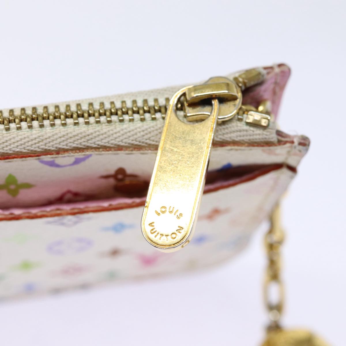 LOUIS VUITTON Multicolor Pochette Cles NM Coin Purse White M93734 LV 88038