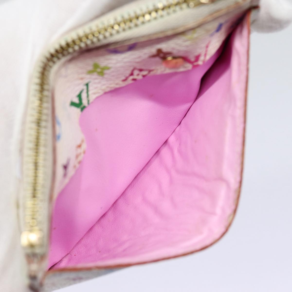 LOUIS VUITTON Multicolor Pochette Cles NM Coin Purse White M93734 LV 88038