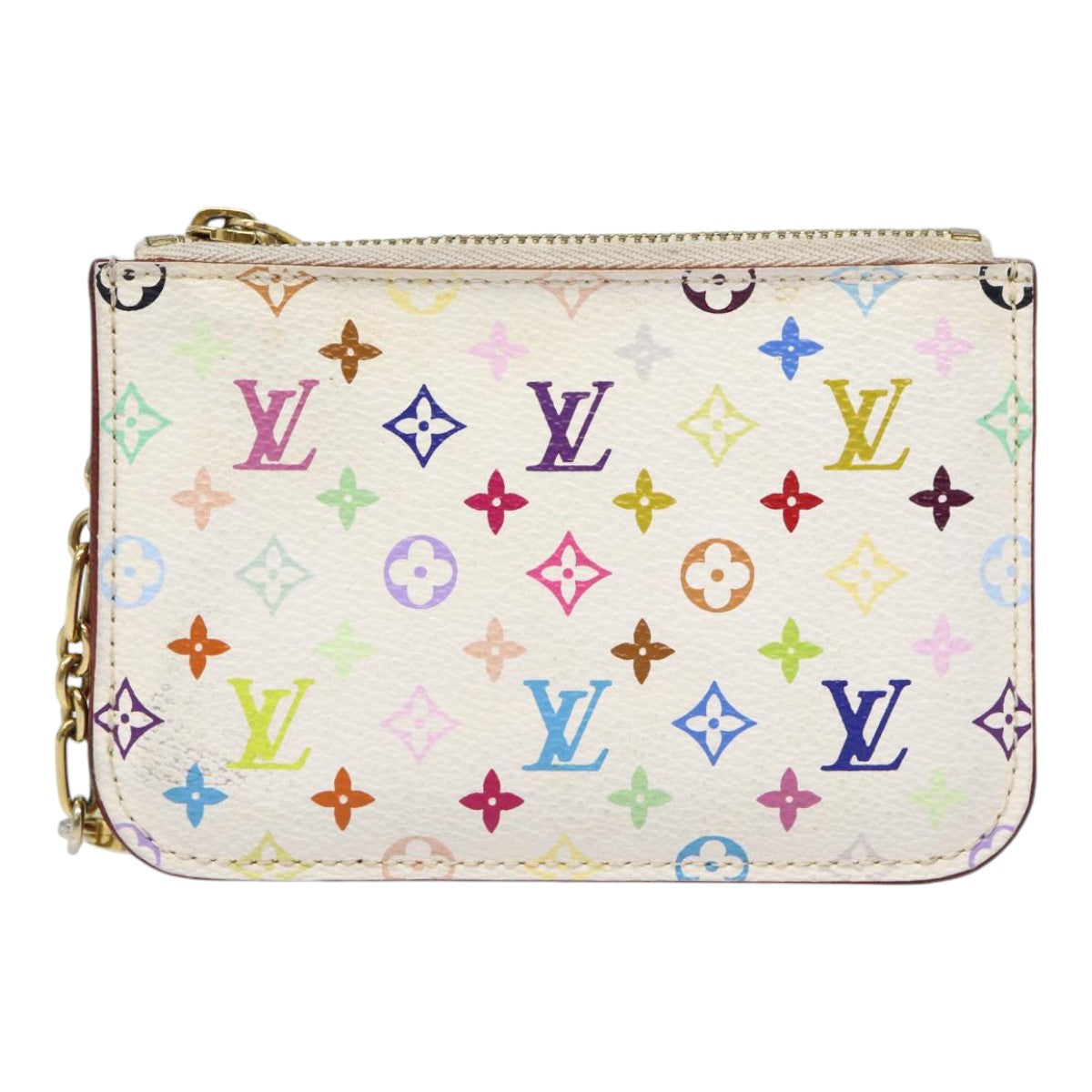 LOUIS VUITTON Multicolor Pochette Cles NM Coin Purse White M93734 LV 88038