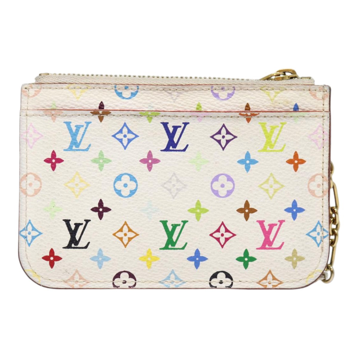 LOUIS VUITTON Multicolor Pochette Cles NM Coin Purse White M93734 LV 88038