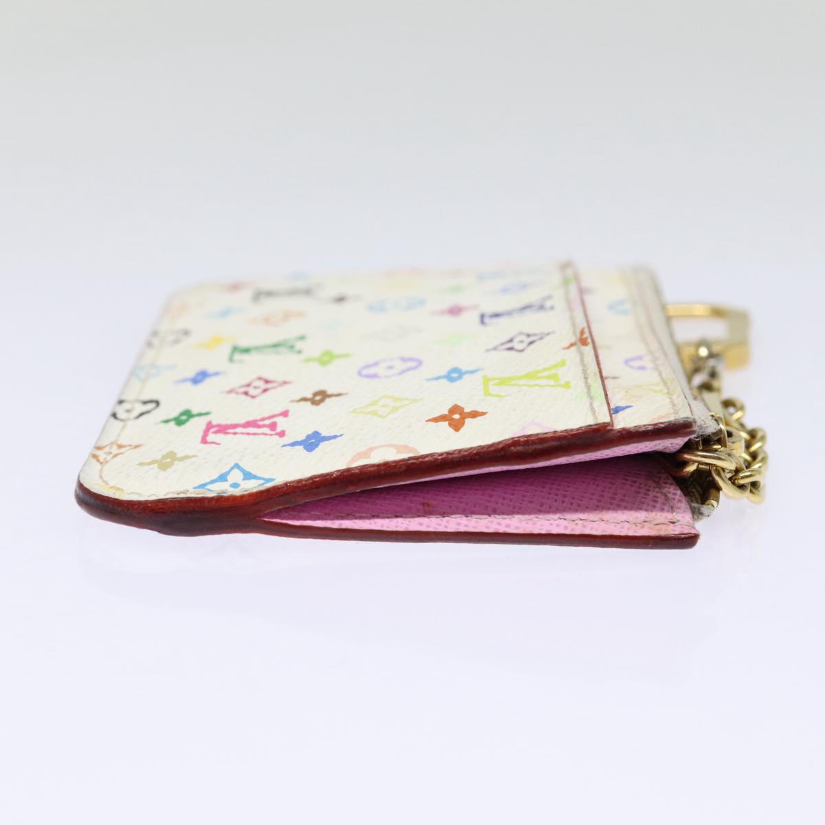 LOUIS VUITTON Multicolor Pochette Cles NM Coin Purse White M93734 LV 88038