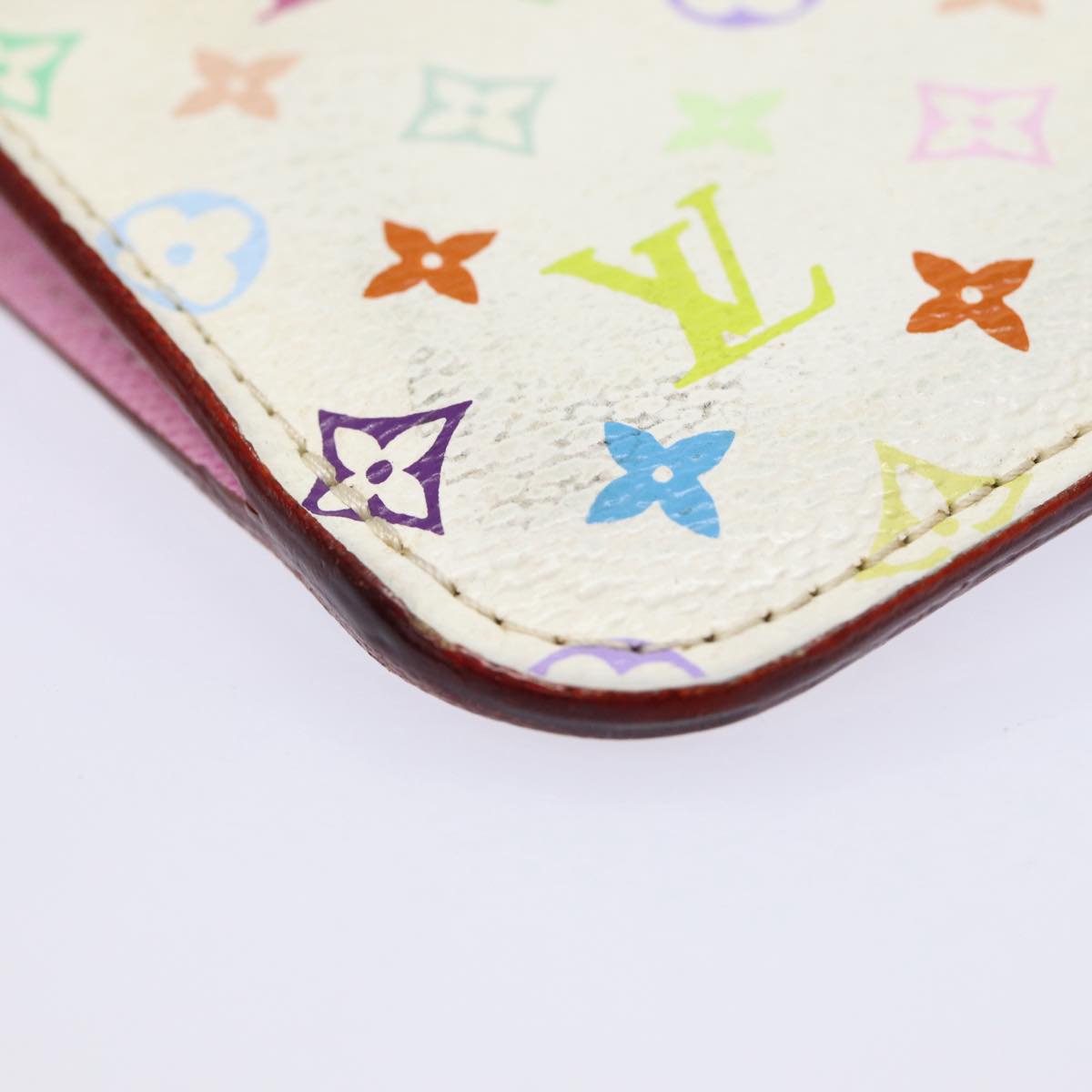 LOUIS VUITTON Multicolor Pochette Cles NM Coin Purse White M93734 LV 88038
