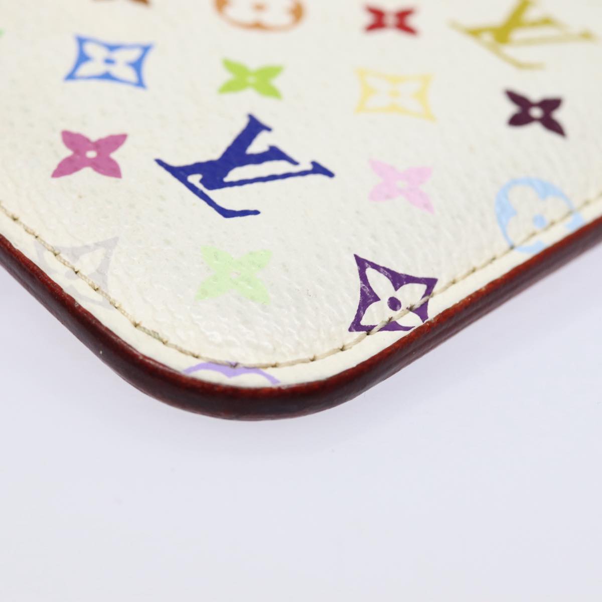 LOUIS VUITTON Multicolor Pochette Cles NM Coin Purse White M93734 LV 88038