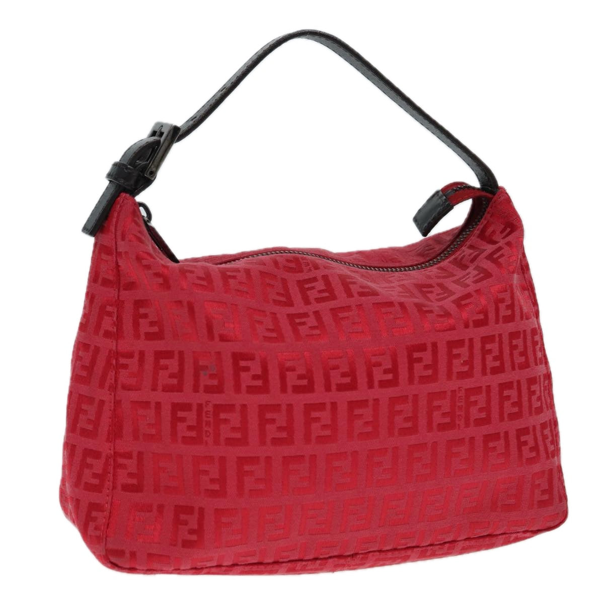 Luxury Fendi Zucchino Canvas Hand Bag Red Silver88077