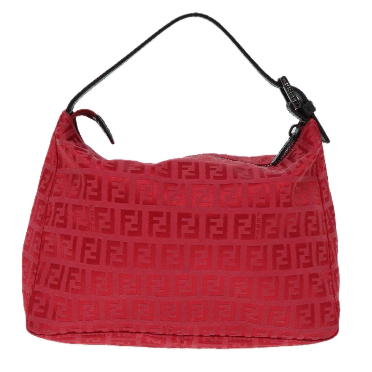 Luxury Fendi Zucchino Canvas Hand Bag Red Silver88077