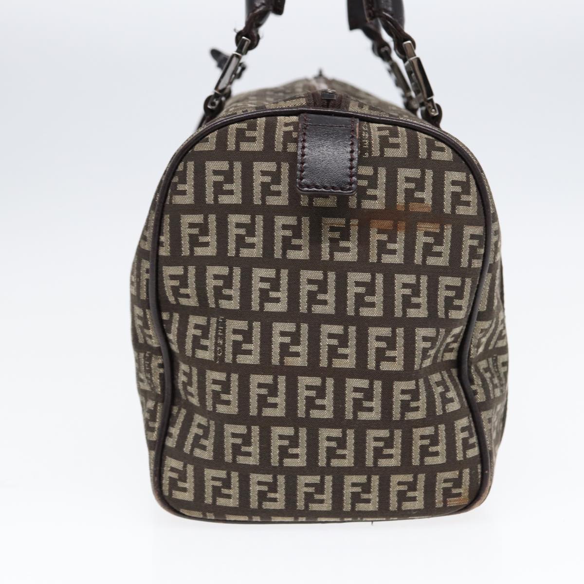 Luxury Fendi Zucchino Canvas Hand Bag Brown Silver88078