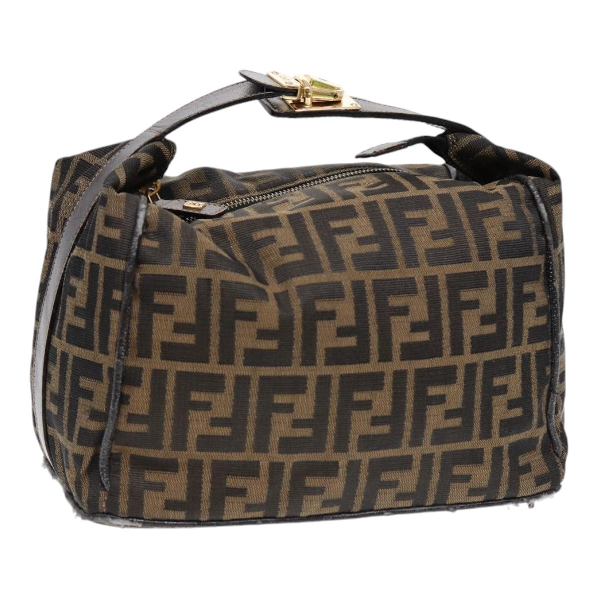 Luxury Fendi Zucca Canvas Hand Bag Brown Black gold88079
