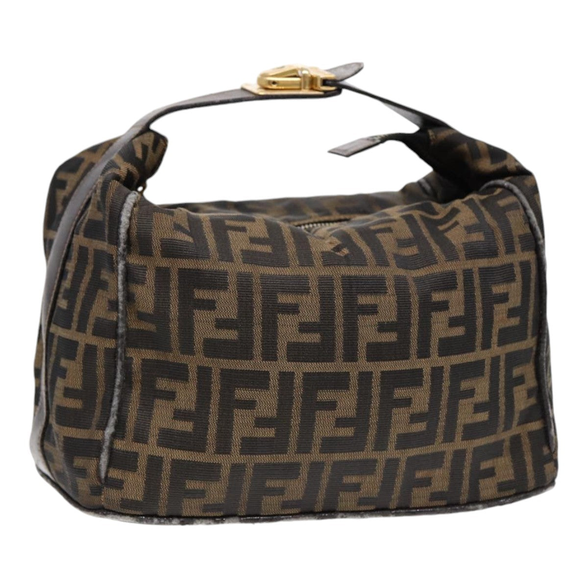 Luxury Fendi Zucca Canvas Hand Bag Brown Black gold88080