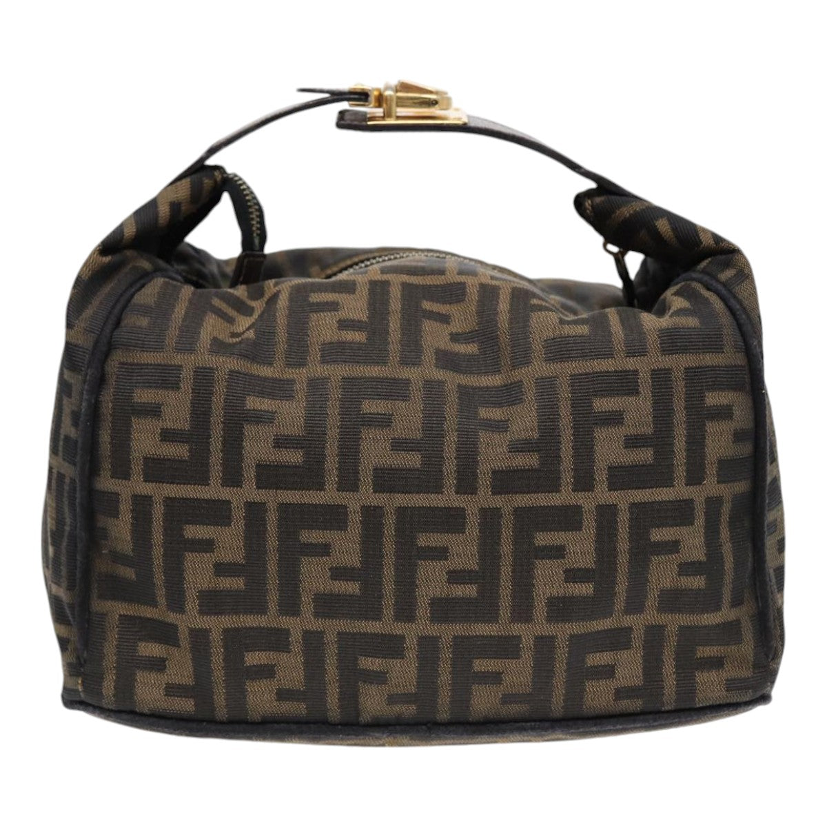 Luxury Fendi Zucca Canvas Hand Bag Brown Black gold88082