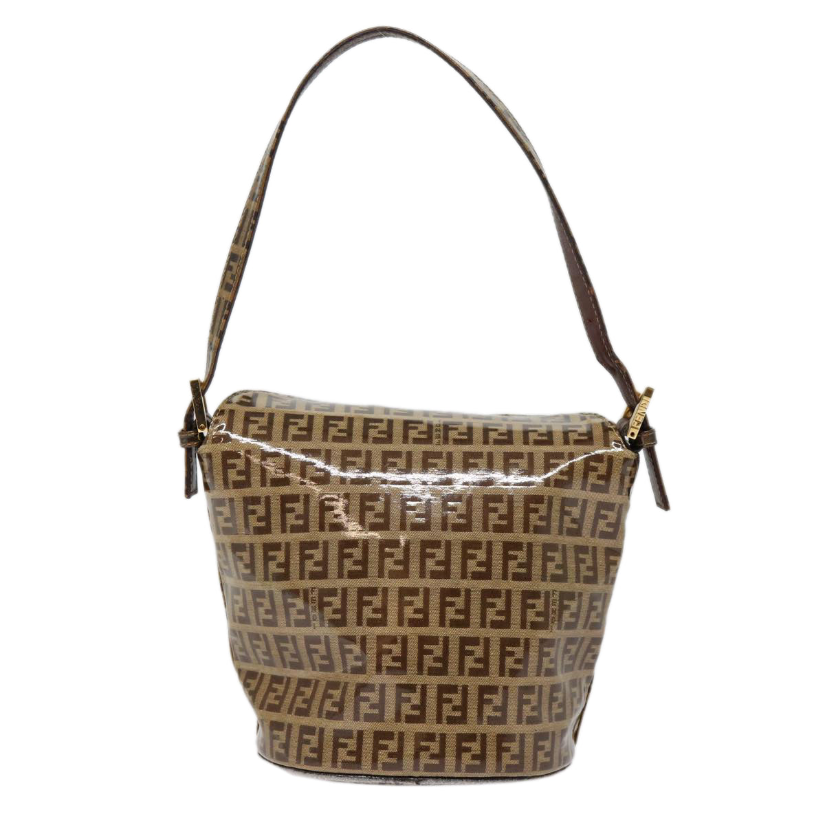 Luxury Fendi Zucchino Canvas Hand Bag Beige Gold88084