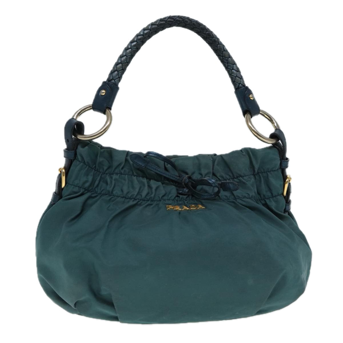 Luxury Prada Hand Bag Nylon Green Gold  88089