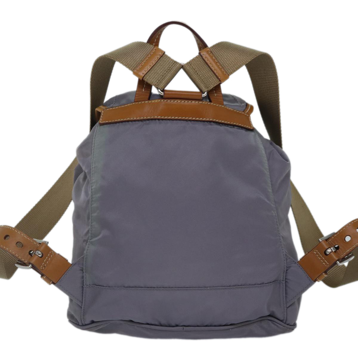 Luxury Prada Backpack Nylon Leather Purple Gray Silver  88095