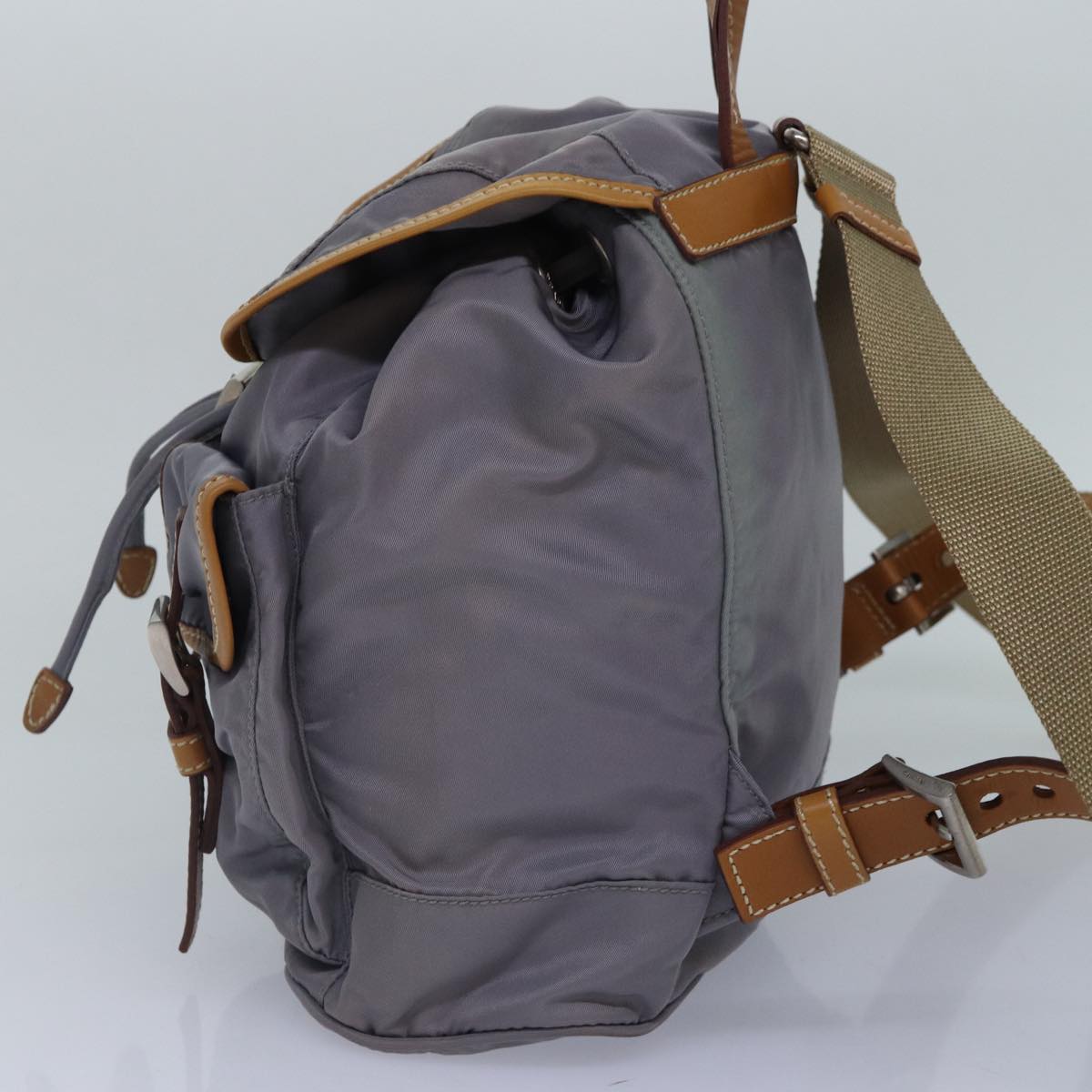Luxury Prada Backpack Nylon Leather Purple Gray Silver  88095