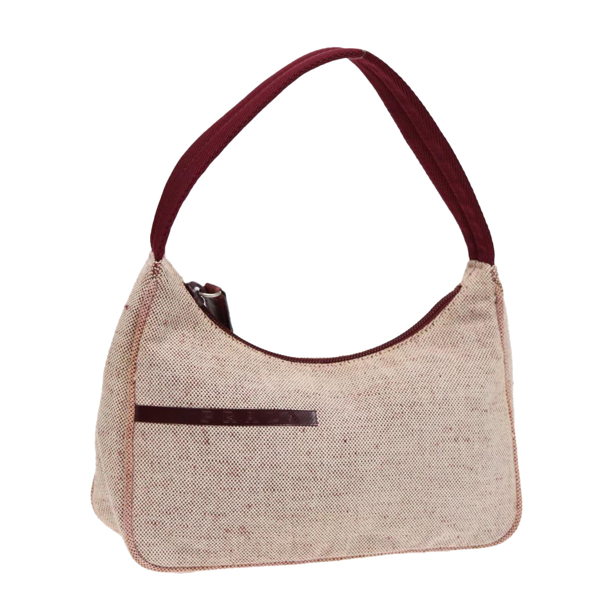 Luxury Prada Sports Hand Bag Canvas Beige Silver  88097