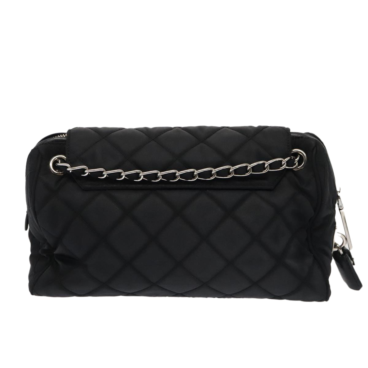 Luxury Prada Quilted Chain Shoulder Bag Nylon Black Silver  88100
