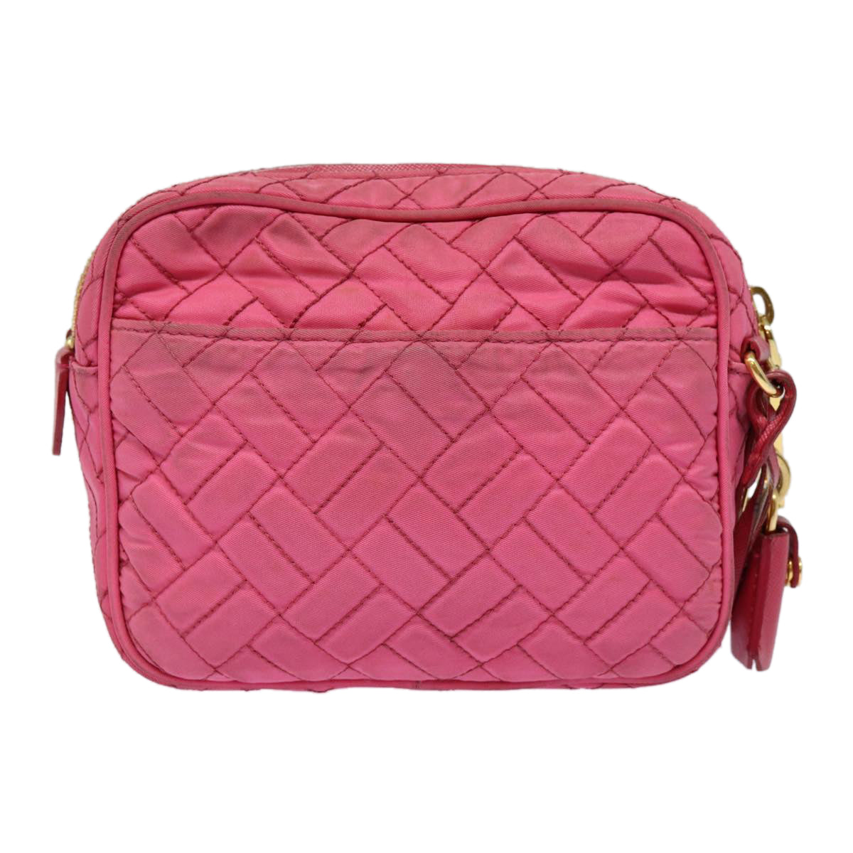 Luxury Prada Quilted Shoulder Bag Nylon Pink Gold  88102