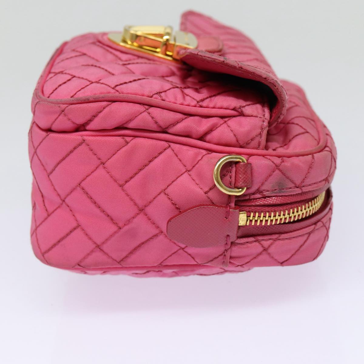 Luxury Prada Quilted Shoulder Bag Nylon Pink Gold  88102