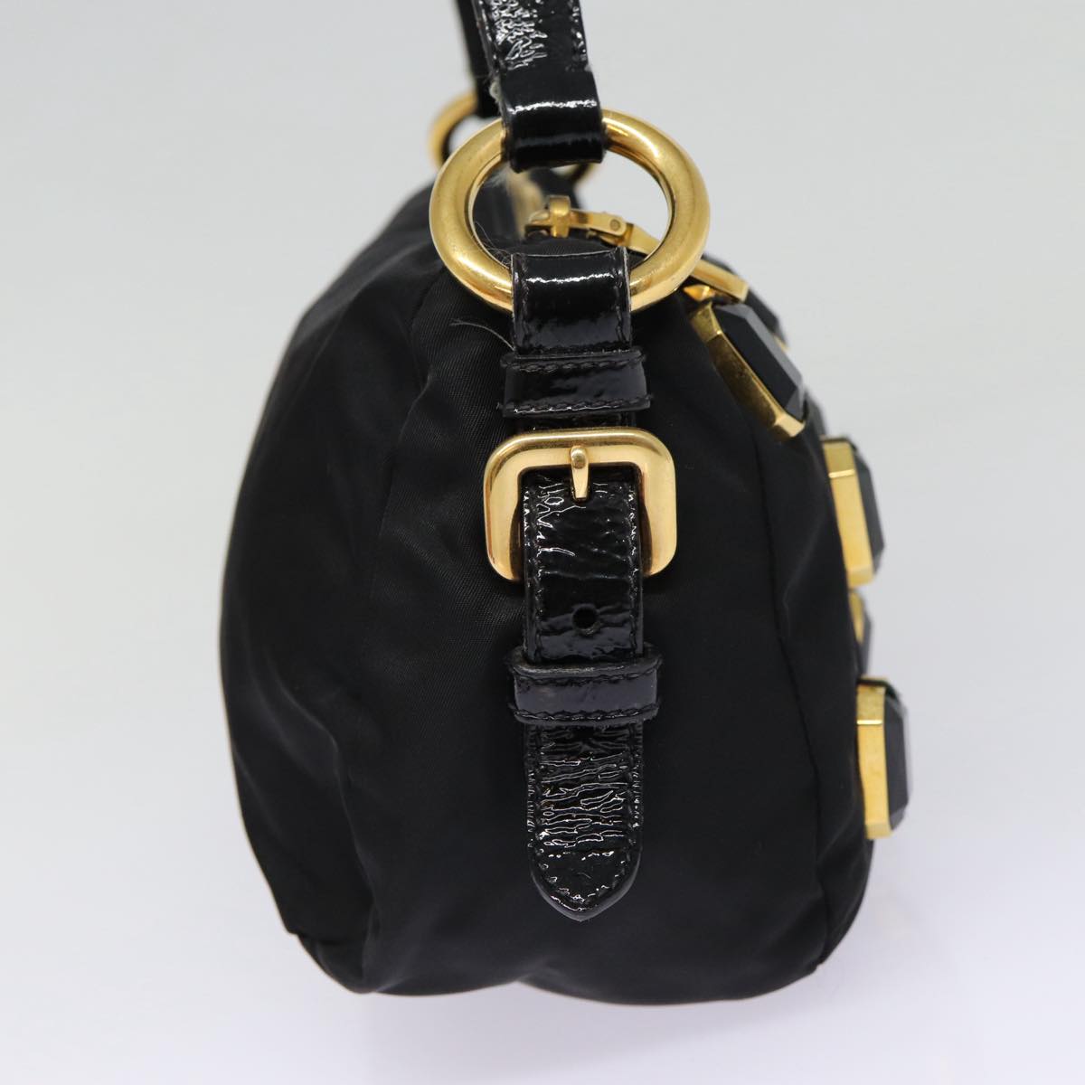 Luxury Prada Shoulder Bag Nylon Black Gold  88103