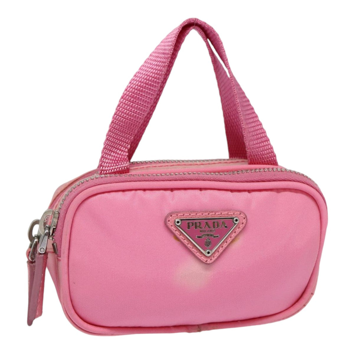 Luxury Prada Mini Hand Bag Nylon Pink Silver  88185