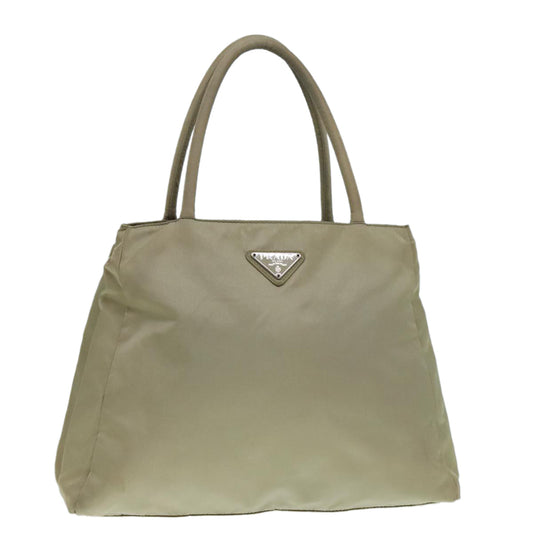 Luxury Prada Tote Bag Nylon Beige Silver  88224