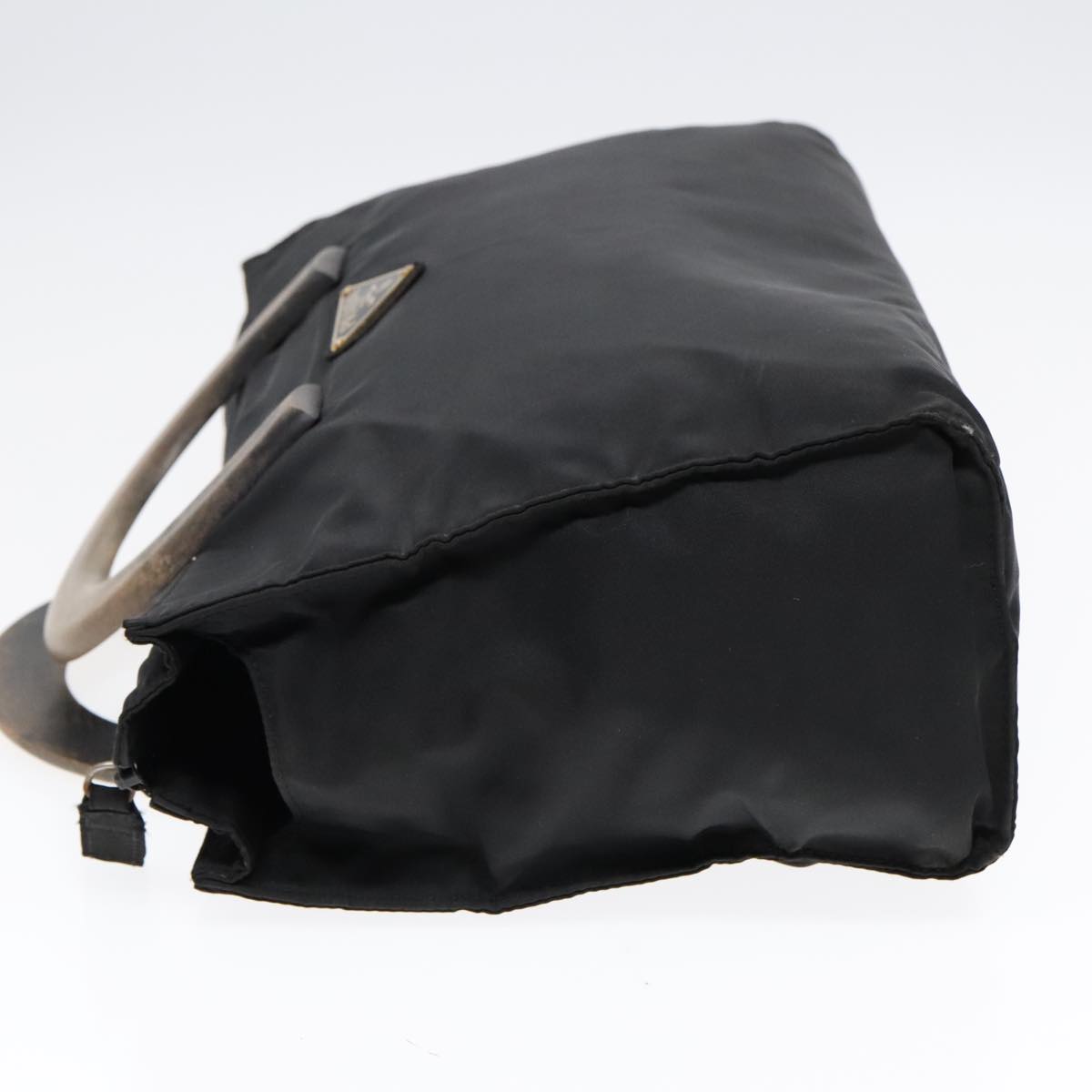 Luxury Prada Wood Hand Bag Nylon Black Silver  88225