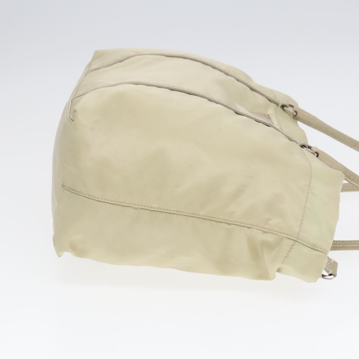 Luxury Prada Tote Bag Nylon Leather Beige Silver  88226