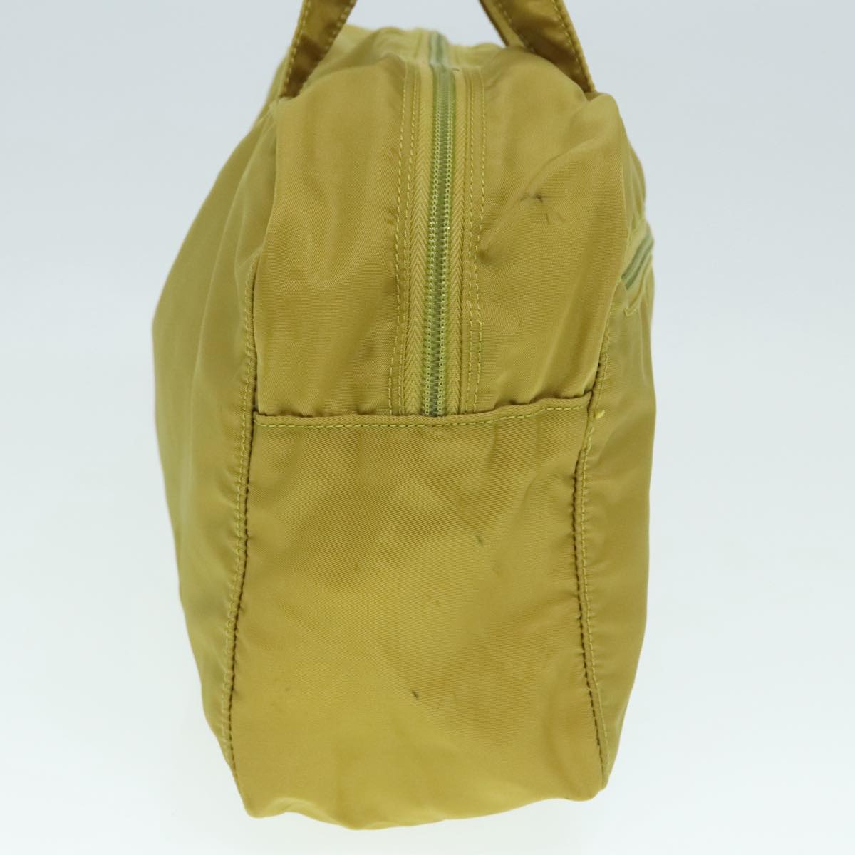 Luxury Prada Hand Bag Nylon Lime Yellow Silver  88227
