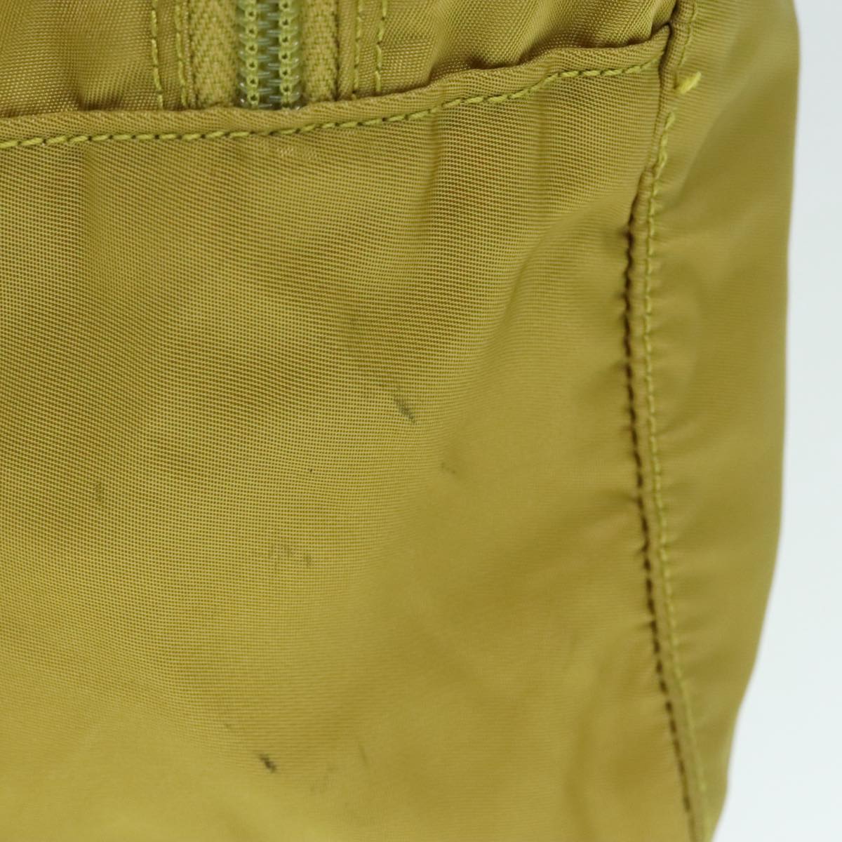 Luxury Prada Hand Bag Nylon Lime Yellow Silver  88227