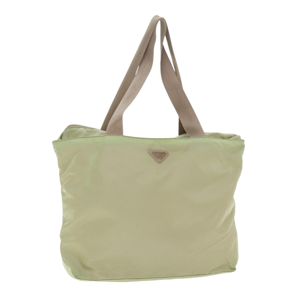 Luxury Prada Tote Bag Nylon Beige Silver  88232