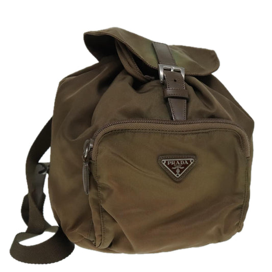 Luxury Prada Backpack Nylon Beige Silver  88235