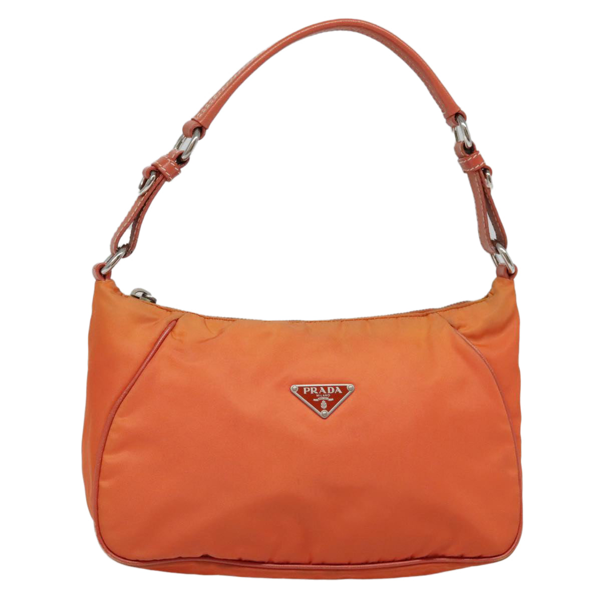 Luxury Prada Shoulder Bag Nylon Orange Silver  88236