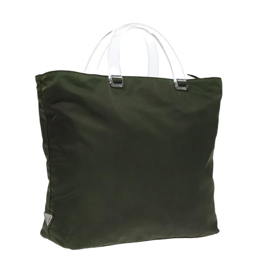 Luxury Prada Hand Bag Nylon Green Clear Silver  88240