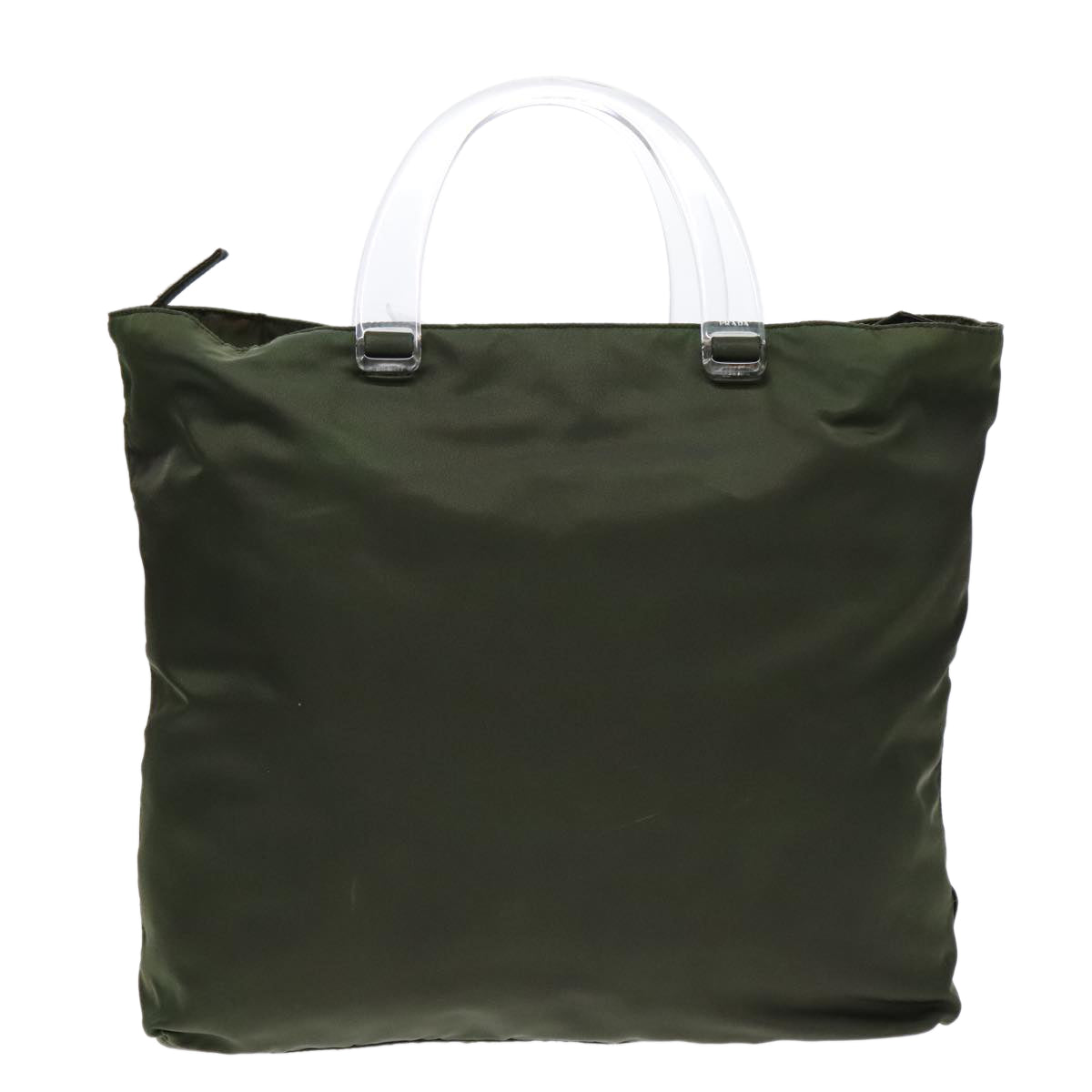 Luxury Prada Hand Bag Nylon Green Clear Silver  88240